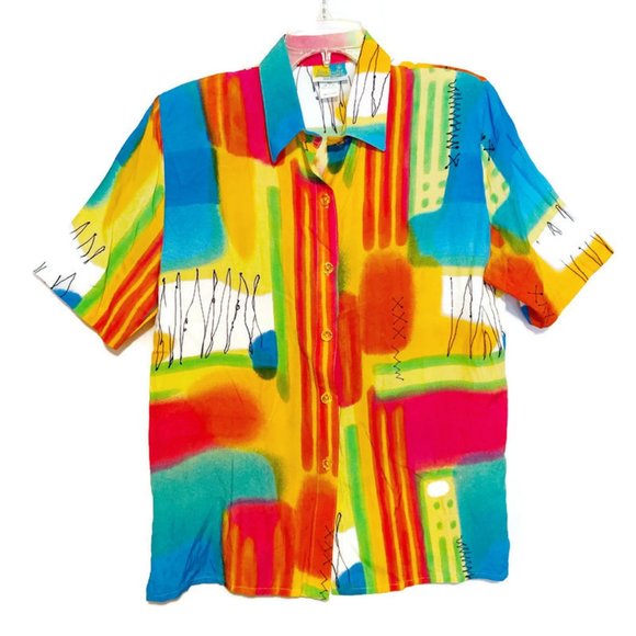 SeaSuns Tops - SeaSuns Rayon Shirt Button Front Short Sleeves